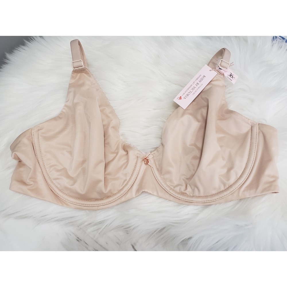 NEW 36C Victoria's Secret Body by Victoria Invisible Lift Minimizer Bra BEIGE